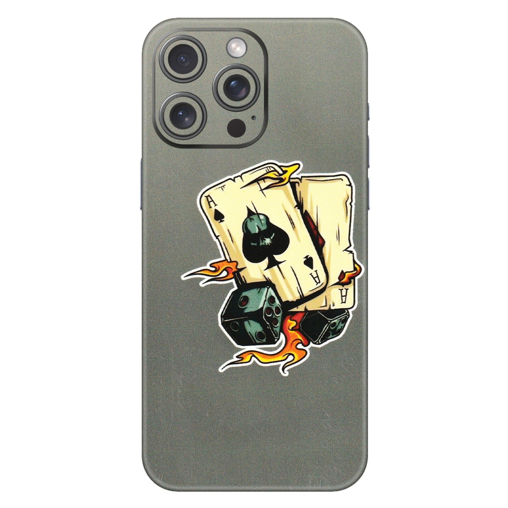 Apple iPhone Skins (All Models) - Grey Cards Of Ace - 3D Embossed Finish (L-77) iPhone 15 Pro Max