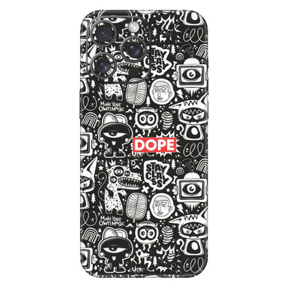 Apple iPhone Skins (All Models) - Dope Stay Classy Black Doodles - Matte Finish (M-126) iPhone 15 Pro Max