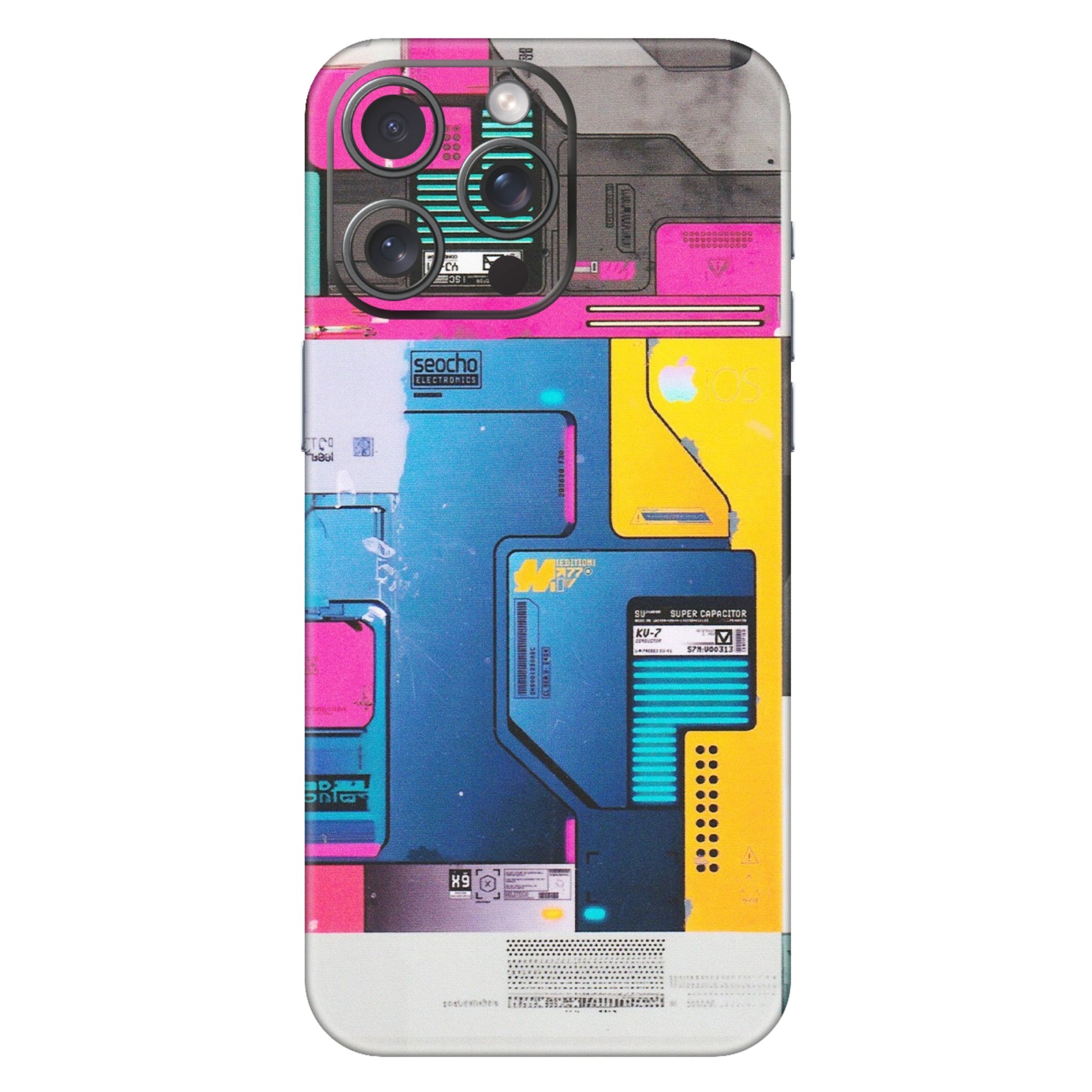 Apple iPhone Skins (All Models) - Colourfull Motherboard Internals - Matte Finish (M-55) iPhone 15 Pro Max