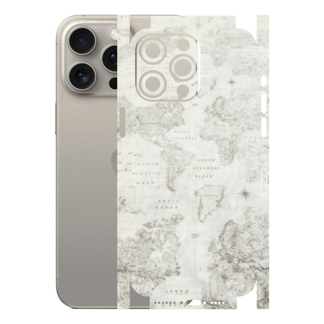 Apple iPhone Skins (All Models) - World Travel Map - Transparent Finish (T-04) iPhone 15 Pro Max
