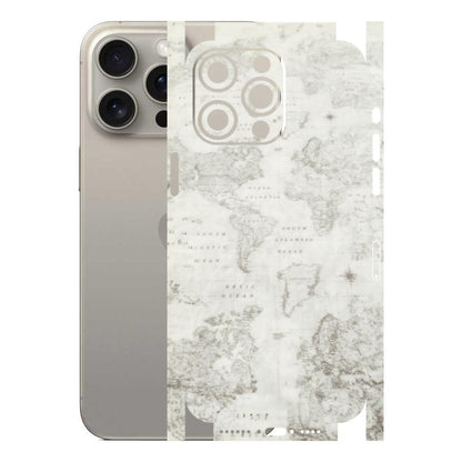 Apple iPhone Skins (All Models) - World Travel Map - Transparent Finish (T-04) iPhone 15 Pro Max