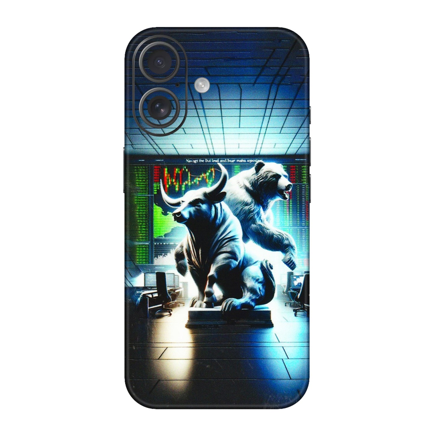 Apple iPhone Skins (All Models) - Stock Market Sensex Bear vs Bulls - 3D Embossed Finish (L-15) iPhone 16