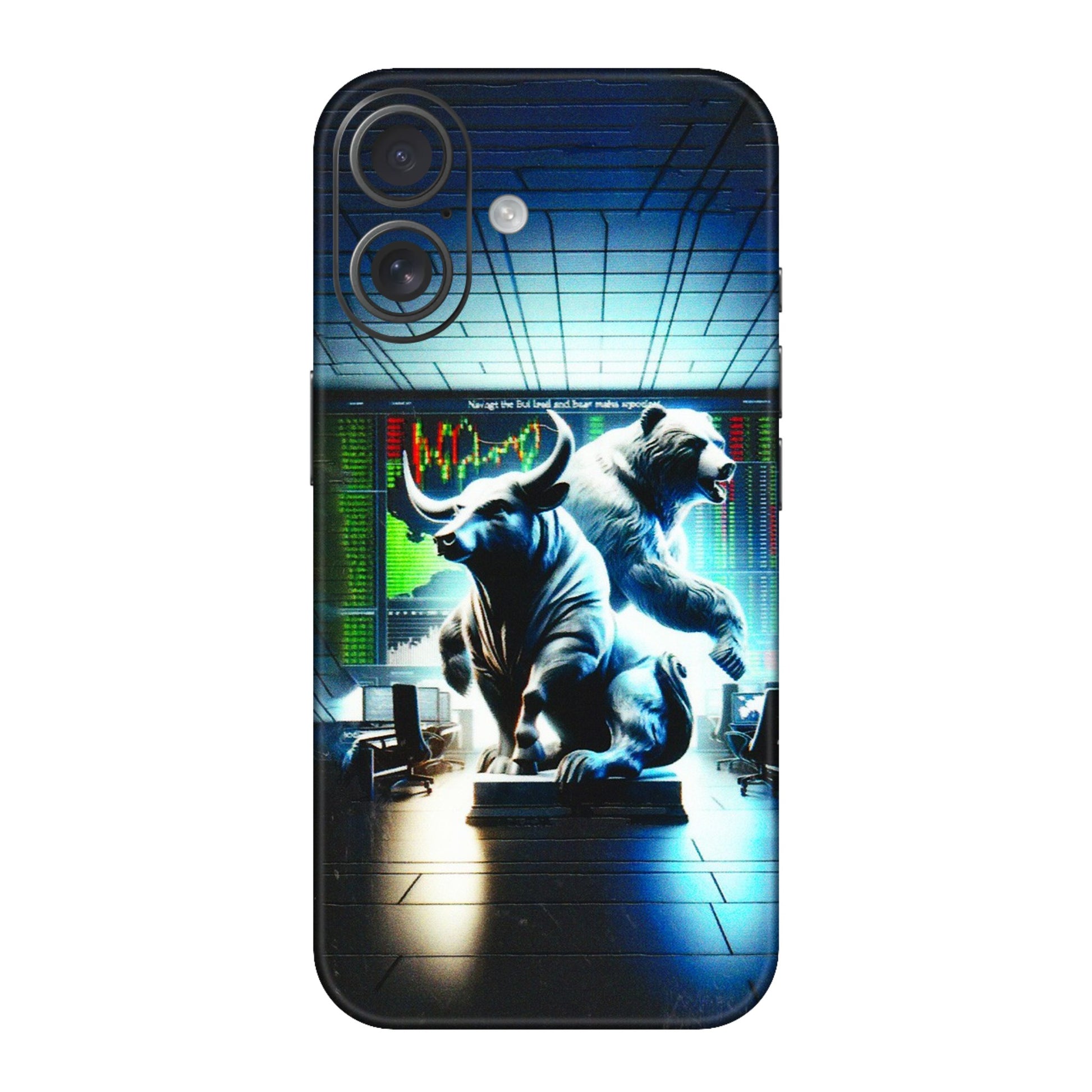 Apple iPhone Skins (All Models) - Stock Market Sensex Bear vs Bulls - 3D Embossed Finish (L-15) iPhone 16