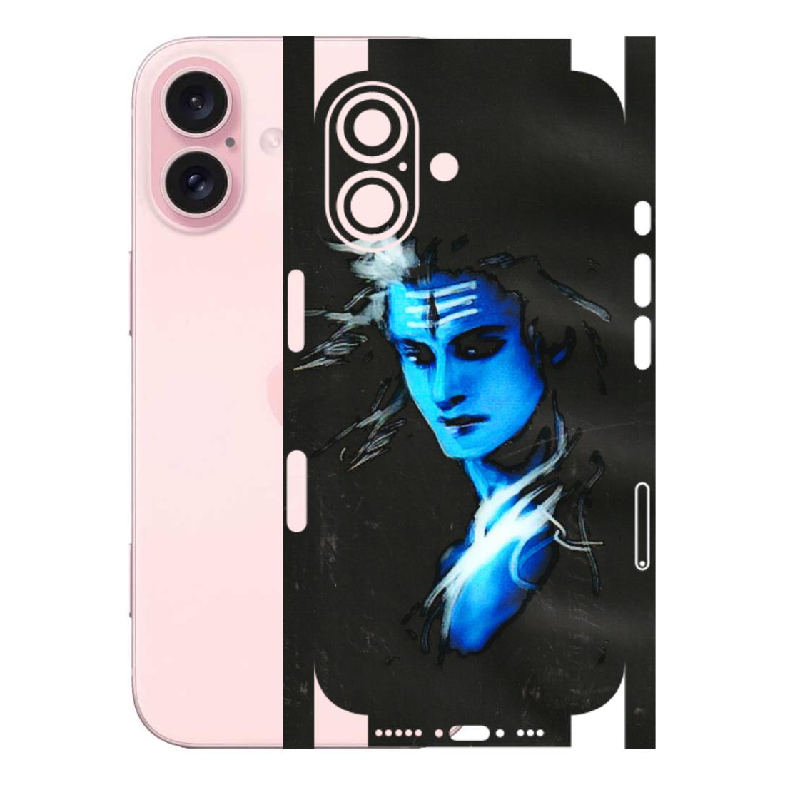 Apple iPhone Skins (All Models) - Har Har Mahadev Blue/Black - 3D Embossed Finish (L-185) iPhone 16