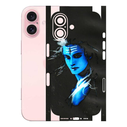 Apple iPhone Skins (All Models) - Har Har Mahadev Blue/Black - 3D Embossed Finish (L-185) iPhone 16
