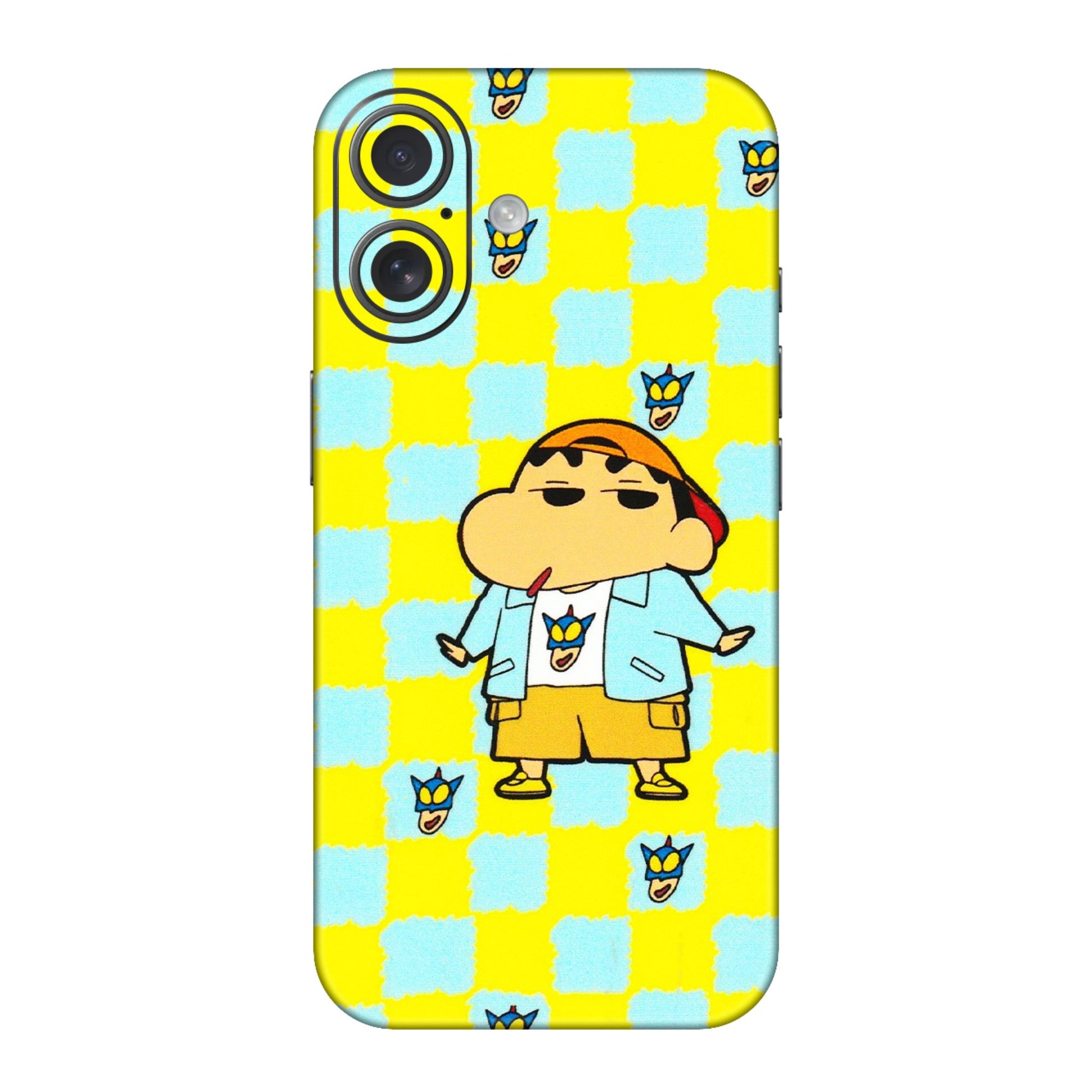 Apple iPhone Skins (All Models) - Yellow Blue Shinchan Cute - 3D Embossed Finish (L-221) iPhone 16