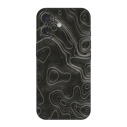 Apple iPhone Skins (All Models) - Abstract White Line Map - 3D Embossed Finish (L-269) iPhone 16