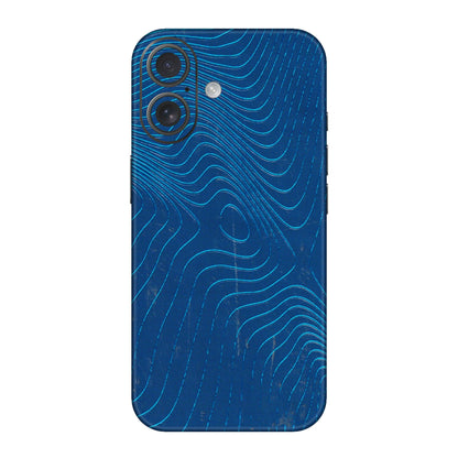 Apple iPhone Skins (All Models) - Abstract Blue Line Map - 3D Embossed Finish (L-272) iPhone 16