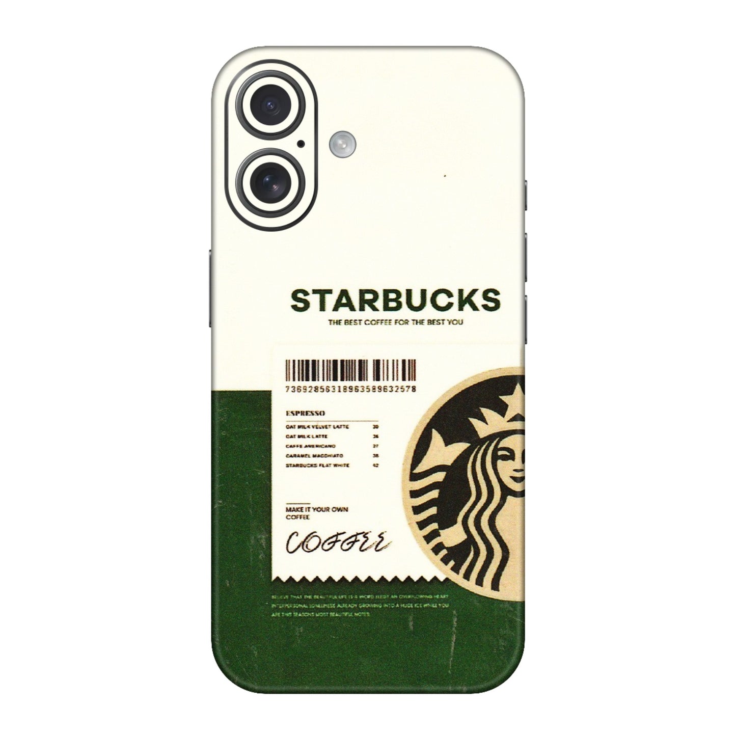 Apple iPhone Skins (All Models) - Starbucks Barcode - 3D Embossed Finish (L-308) iPhone 16