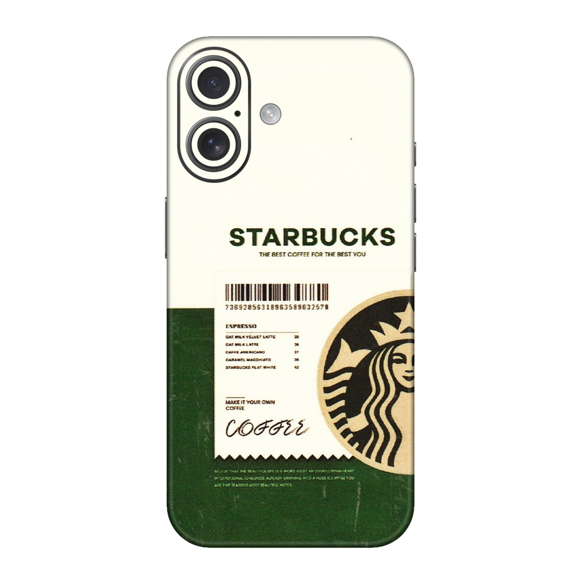 Apple iPhone Skins (All Models) - Starbucks Barcode - 3D Embossed Finish (L-308) iPhone 16