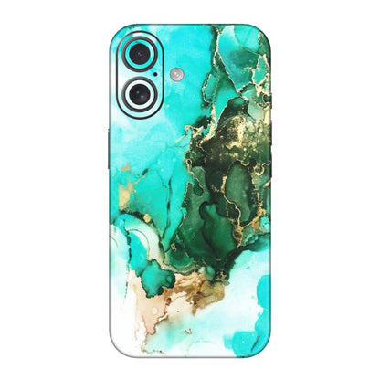 Apple iPhone Skins (All Models) - The Blue Gold Marble - Matte Finish (M-124) iPhone 16