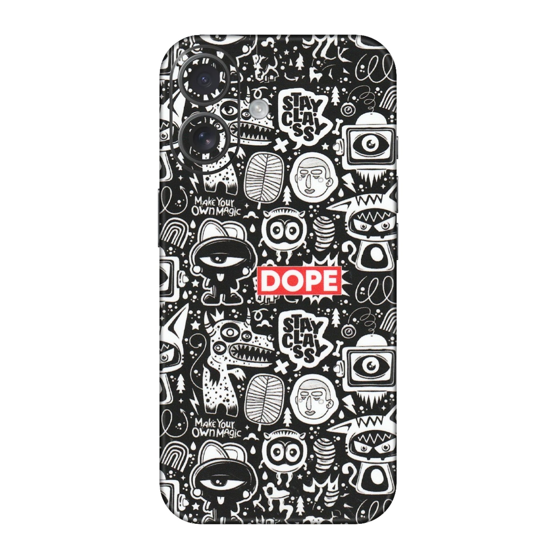 Apple iPhone Skins (All Models) - Dope Stay Classy Black Doodles - Matte Finish (M-126) iPhone 16