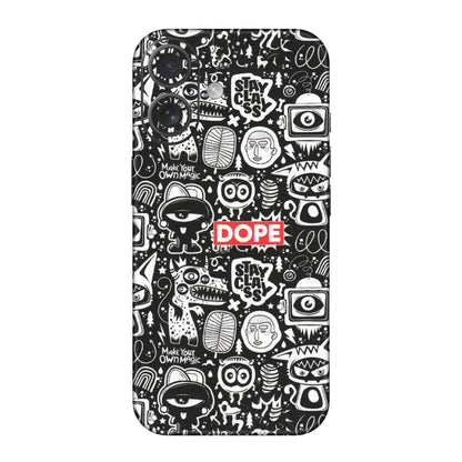 Apple iPhone Skins (All Models) - Dope Stay Classy Black Doodles - Matte Finish (M-126) iPhone 16