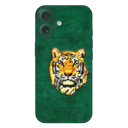 Apple iPhone Skins (All Models) - Leather Feel Tiger - 3D Embossed Finish (L-111) iPhone 16 Plus