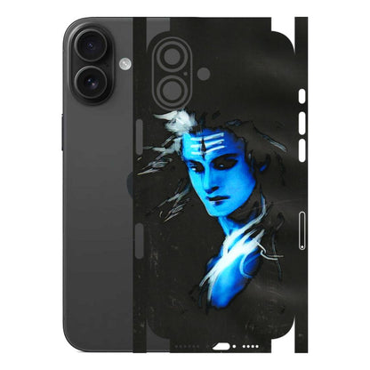 Apple iPhone Skins (All Models) - Har Har Mahadev Blue/Black - 3D Embossed Finish (L-185) iPhone 16 Plus