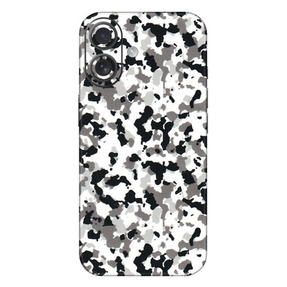 Apple iPhone Skins (All Models) - White Black Camouflage - 3D Embossed Finish (L-18) iPhone 16 Plus