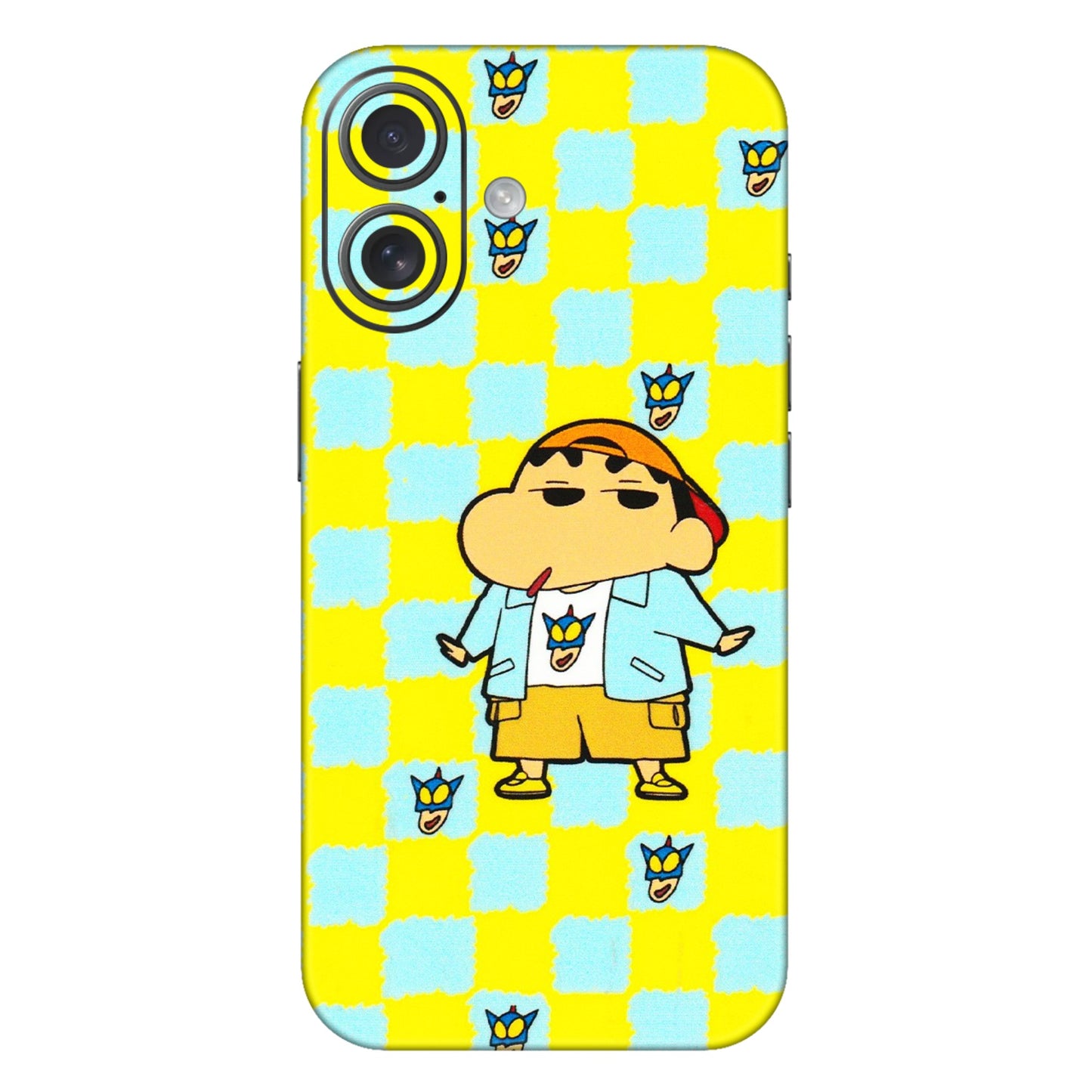Apple iPhone Skins (All Models) - Yellow Blue Shinchan Cute - 3D Embossed Finish (L-221) iPhone 16 Plus
