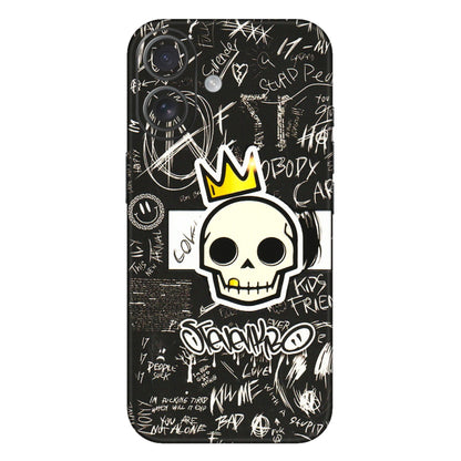 Apple iPhone Skins (All Models) - Funny Skull Black Chalk Grafitti - 3D Embossed Finish (L-22) iPhone 16 Plus