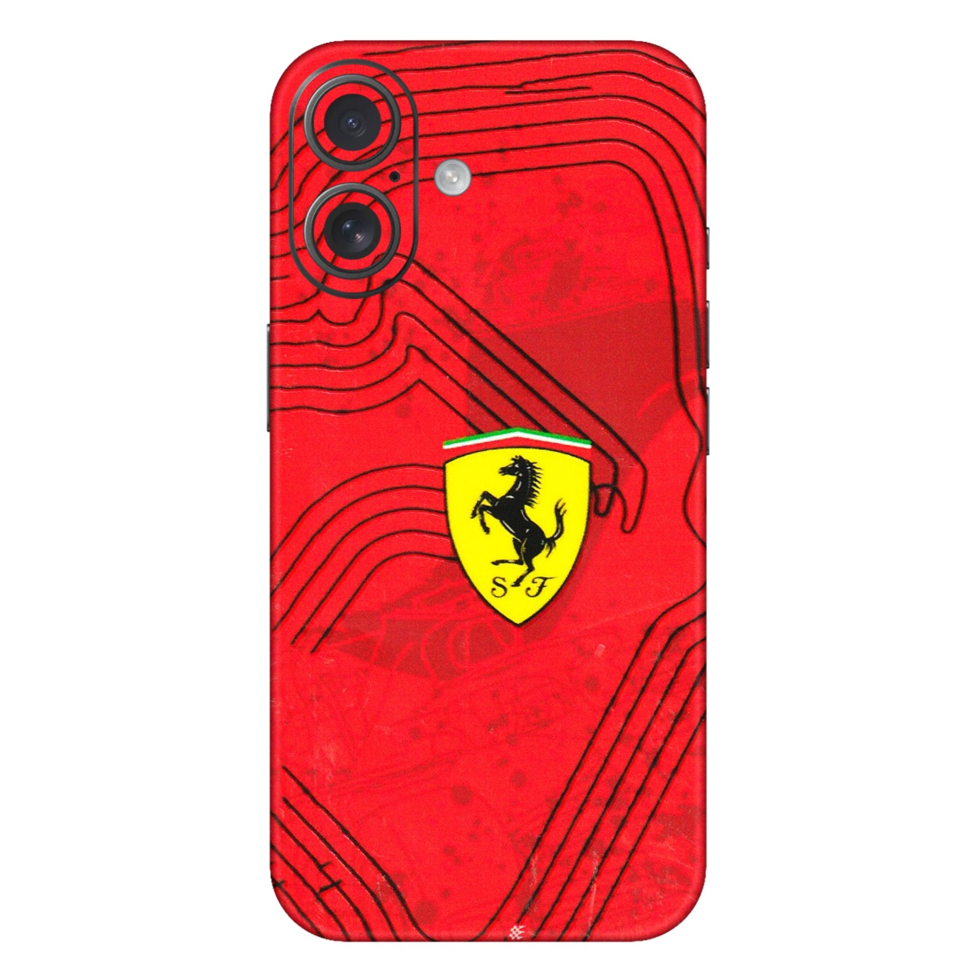 Apple iPhone Skins (All Models) - Red Ferrari Logo Stylish - 3D Embossed Finish (L-238) iPhone 16 Plus