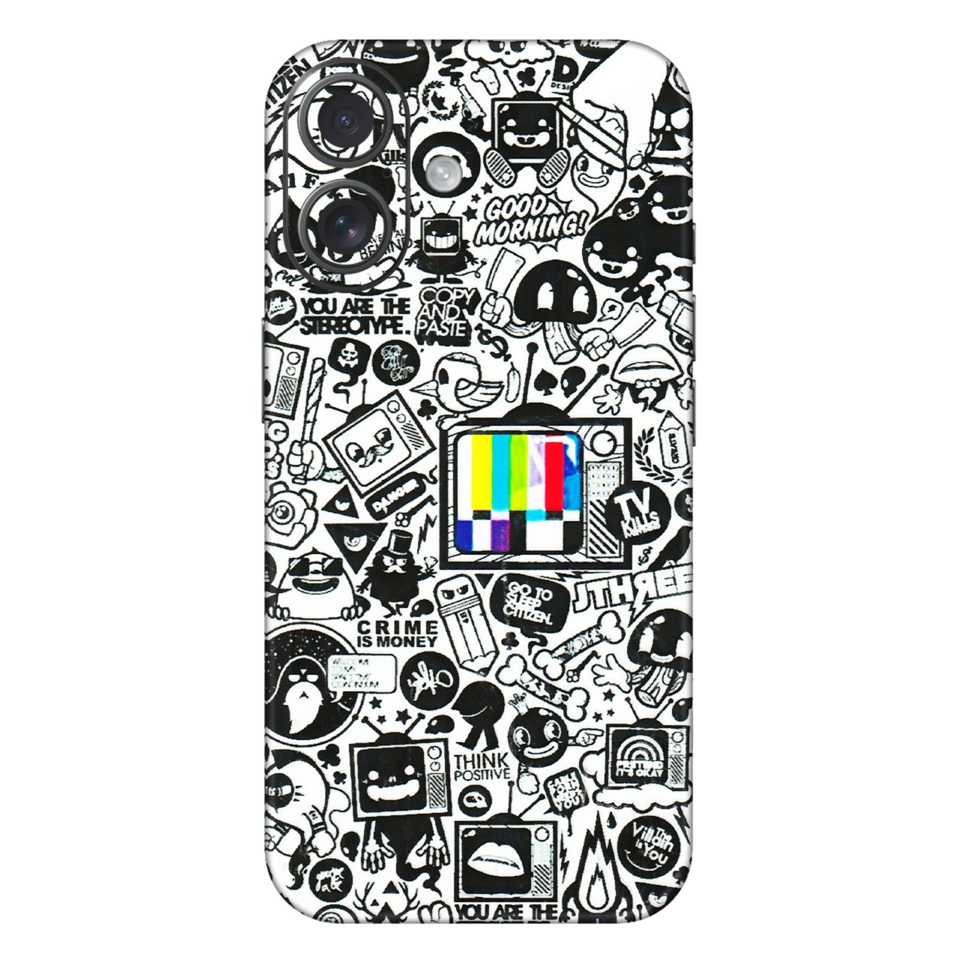 Apple iPhone Skins (All Models) - Doodles Positive Art - 3D Embossed Finish (L-263) iPhone 16 Plus