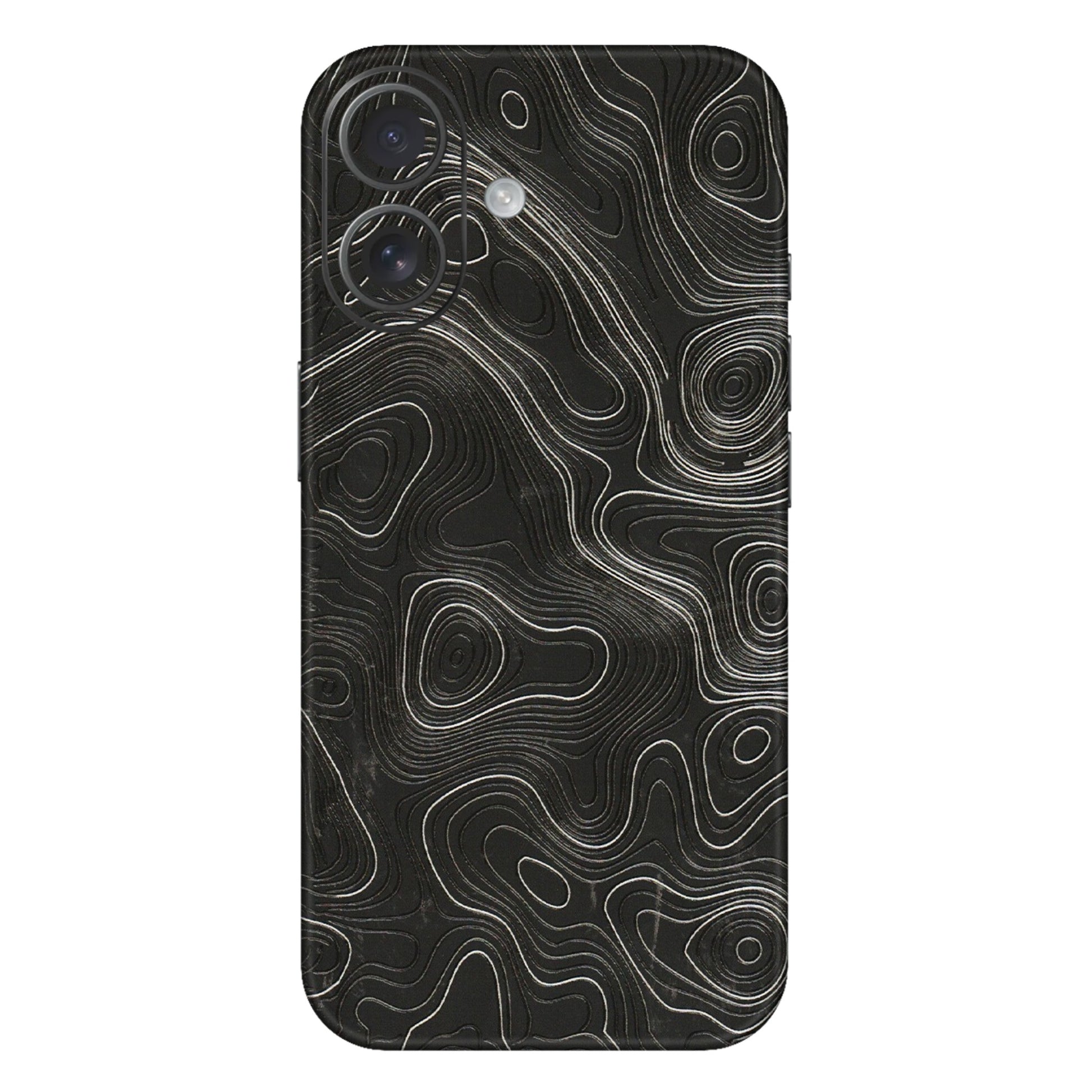 Apple iPhone Skins (All Models) - Abstract White Line Map - 3D Embossed Finish (L-269) iPhone 16 Plus