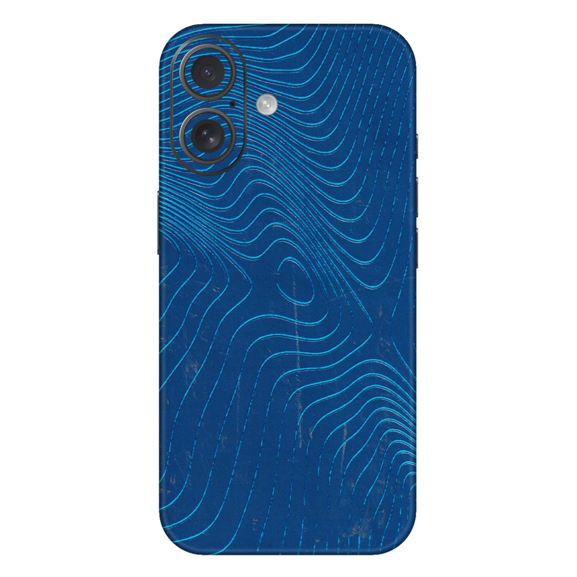Apple iPhone Skins (All Models) - Abstract Blue Line Map - 3D Embossed Finish (L-272) iPhone 16 Plus
