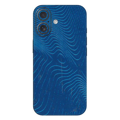 Apple iPhone Skins (All Models) - Abstract Blue Line Map - 3D Embossed Finish (L-272) iPhone 16 Plus