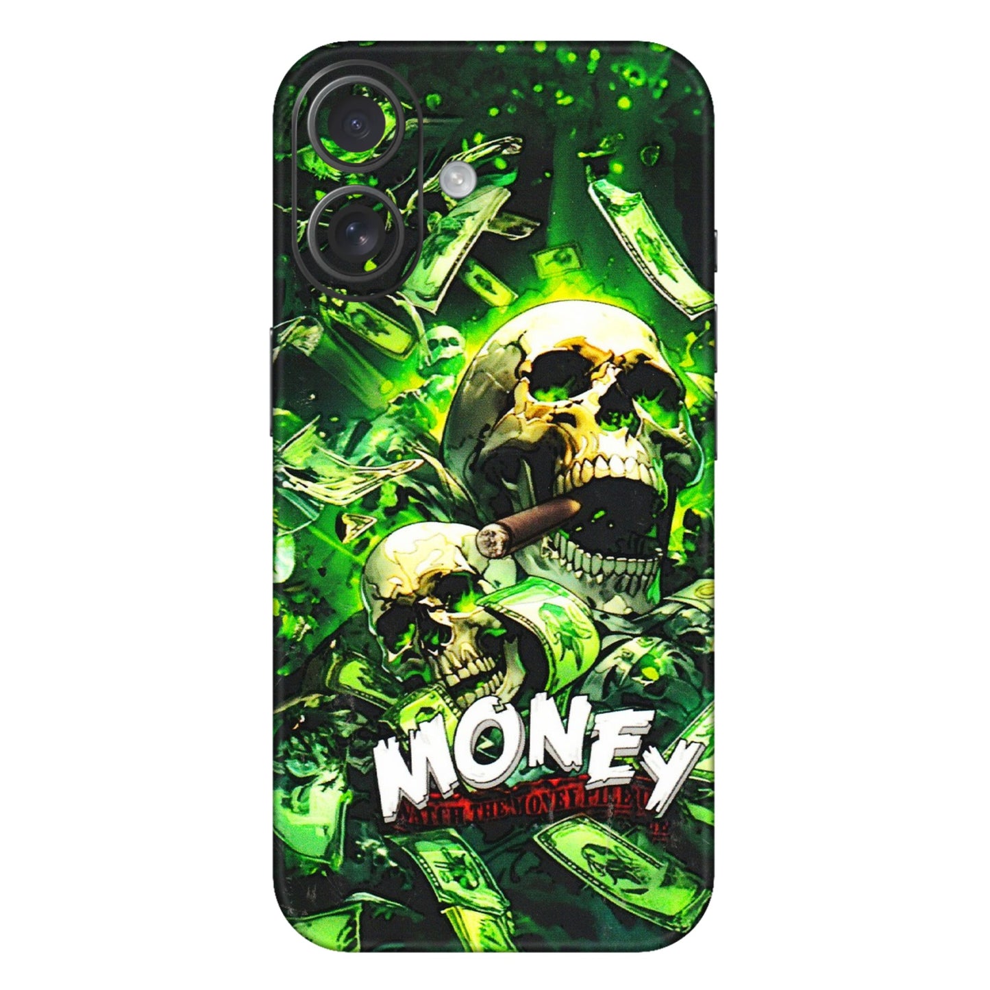 Apple iPhone Skins (All Models) - Skull Money - 3D Embossed Finish (L-303) iPhone 16 Plus