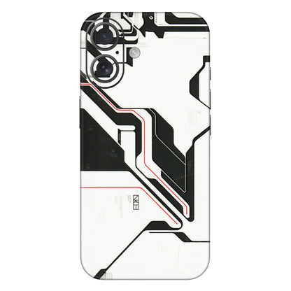 Apple iPhone Skins (All Models) - White Techy Logo - 3D Embossed Finish (L-312) iPhone 16 Plus