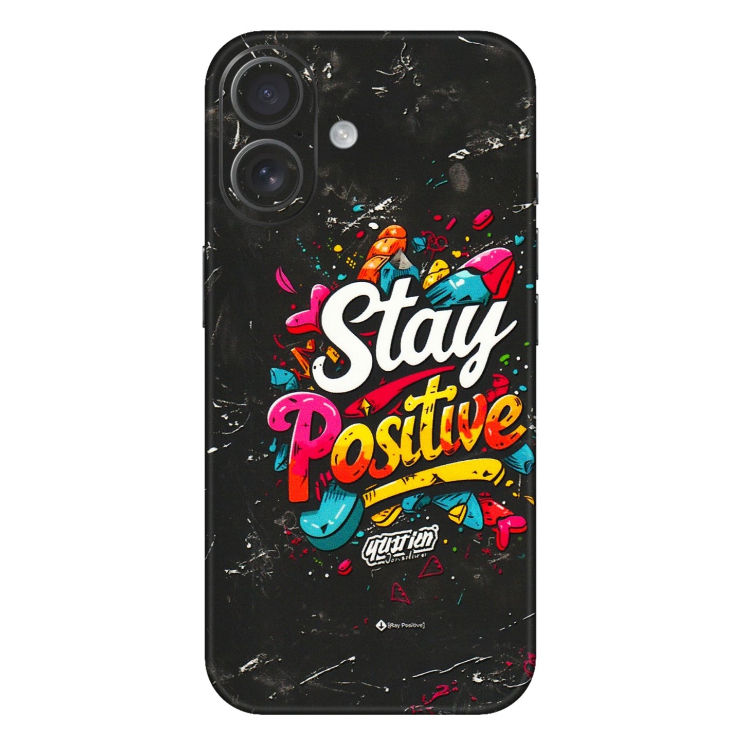 Apple iPhone Skins (All Models) - Stay Positive Black - 3D Embossed Finish (L-31) iPhone 16 Plus