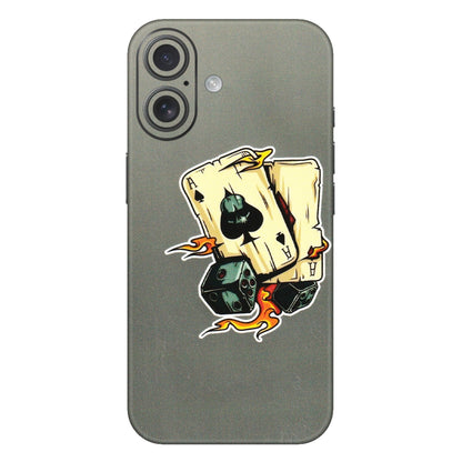 Apple iPhone Skins (All Models) - Grey Cards Of Ace - 3D Embossed Finish (L-77) iPhone 16 Plus