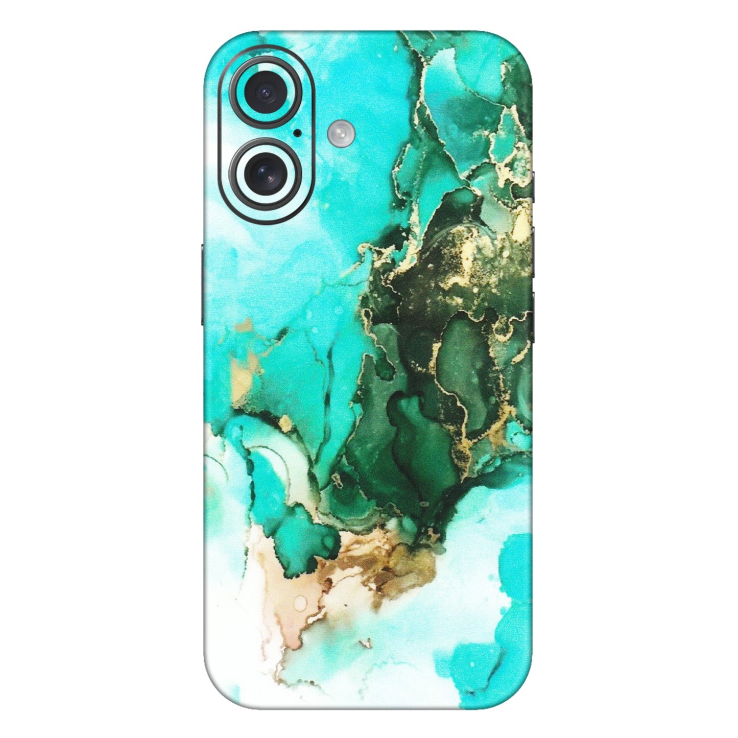 Apple iPhone Skins (All Models) - The Blue Gold Marble - Matte Finish (M-124) iPhone 16 Plus