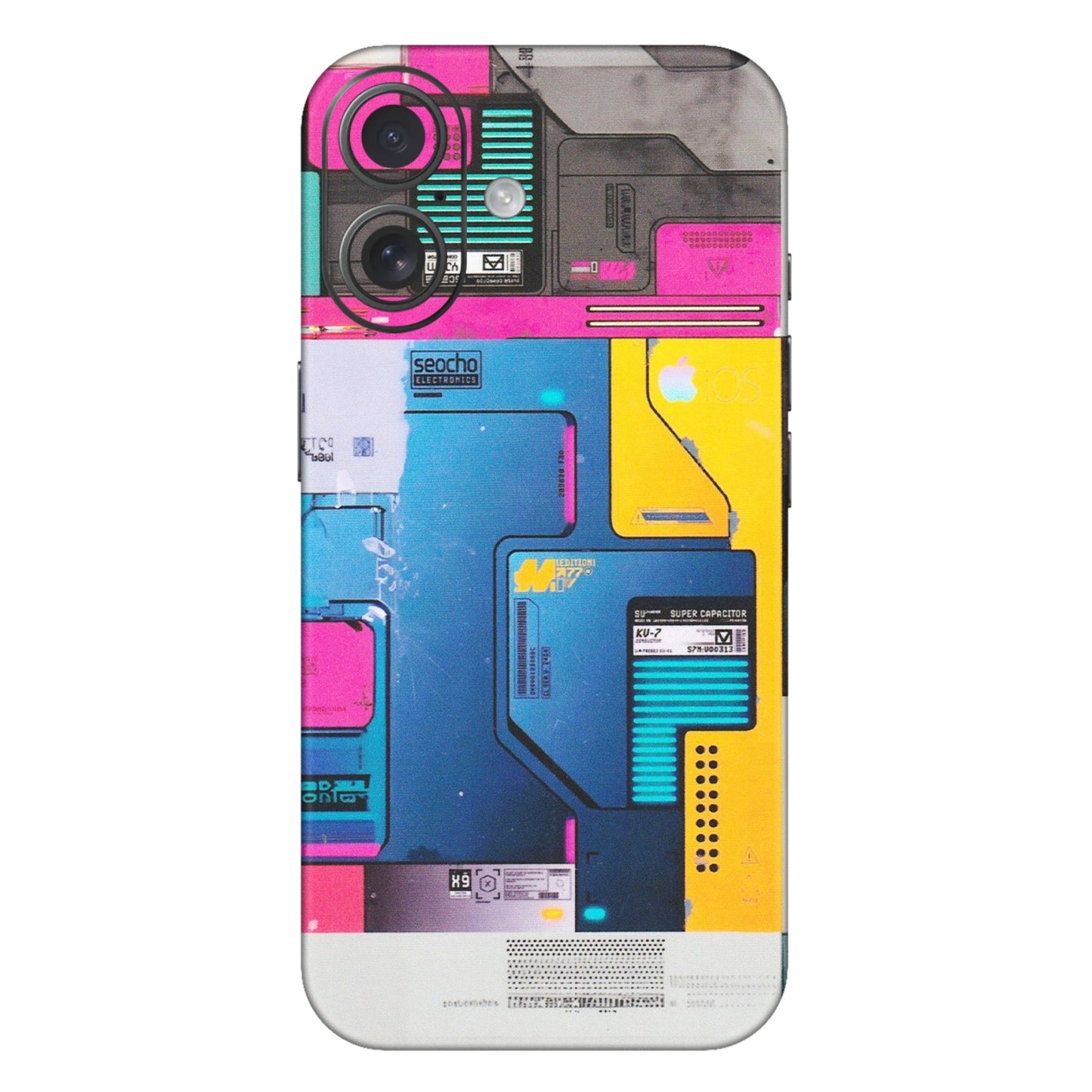 Apple iPhone Skins (All Models) - Colourfull Motherboard Internals - Matte Finish (M-55) iPhone 16 Plus