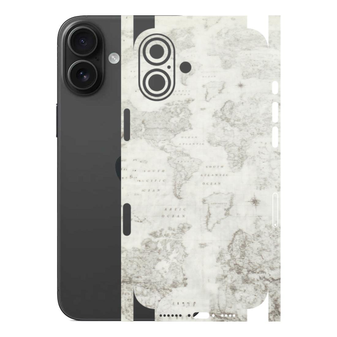 Apple iPhone Skins (All Models) - World Travel Map - Transparent Finish (T-04) iPhone 16 Plus
