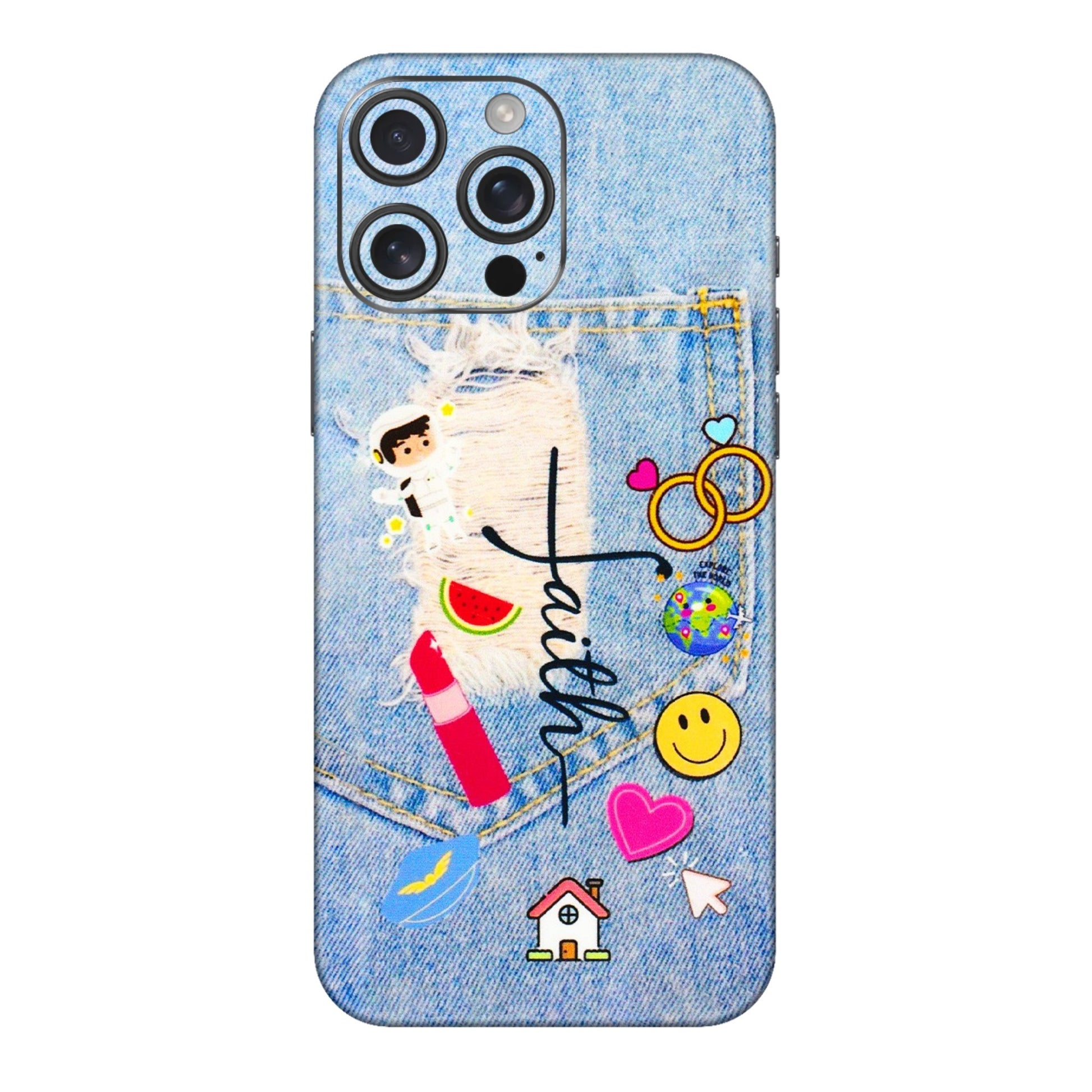 Apple iPhone Skins (All Models) - Denim Jeans Pocket - 3D Embossed Finish (L-134) iPhone 16 pro