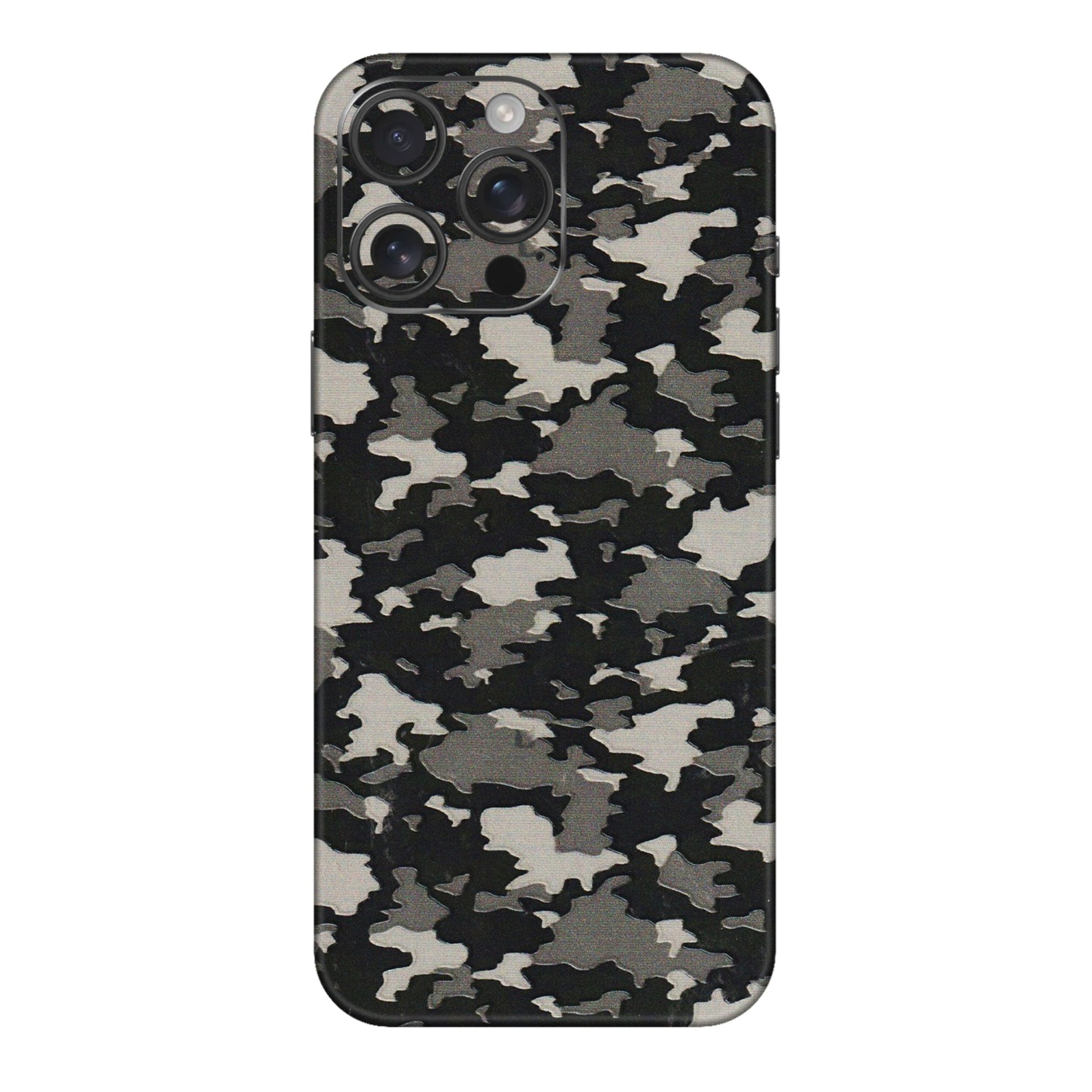 Apple iPhone Skins (All Models) - Black/Grey Camoflaunge - 3D Embossed Finish (L-142) iPhone 16 pro