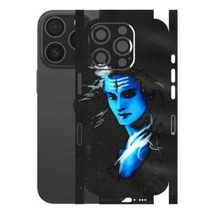 Apple iPhone Skins (All Models) - Har Har Mahadev Blue/Black - 3D Embossed Finish (L-185) iPhone 16 pro