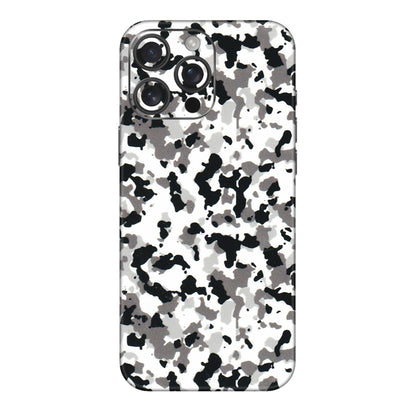 Apple iPhone Skins (All Models) - White Black Camouflage - 3D Embossed Finish (L-18) iPhone 16 pro