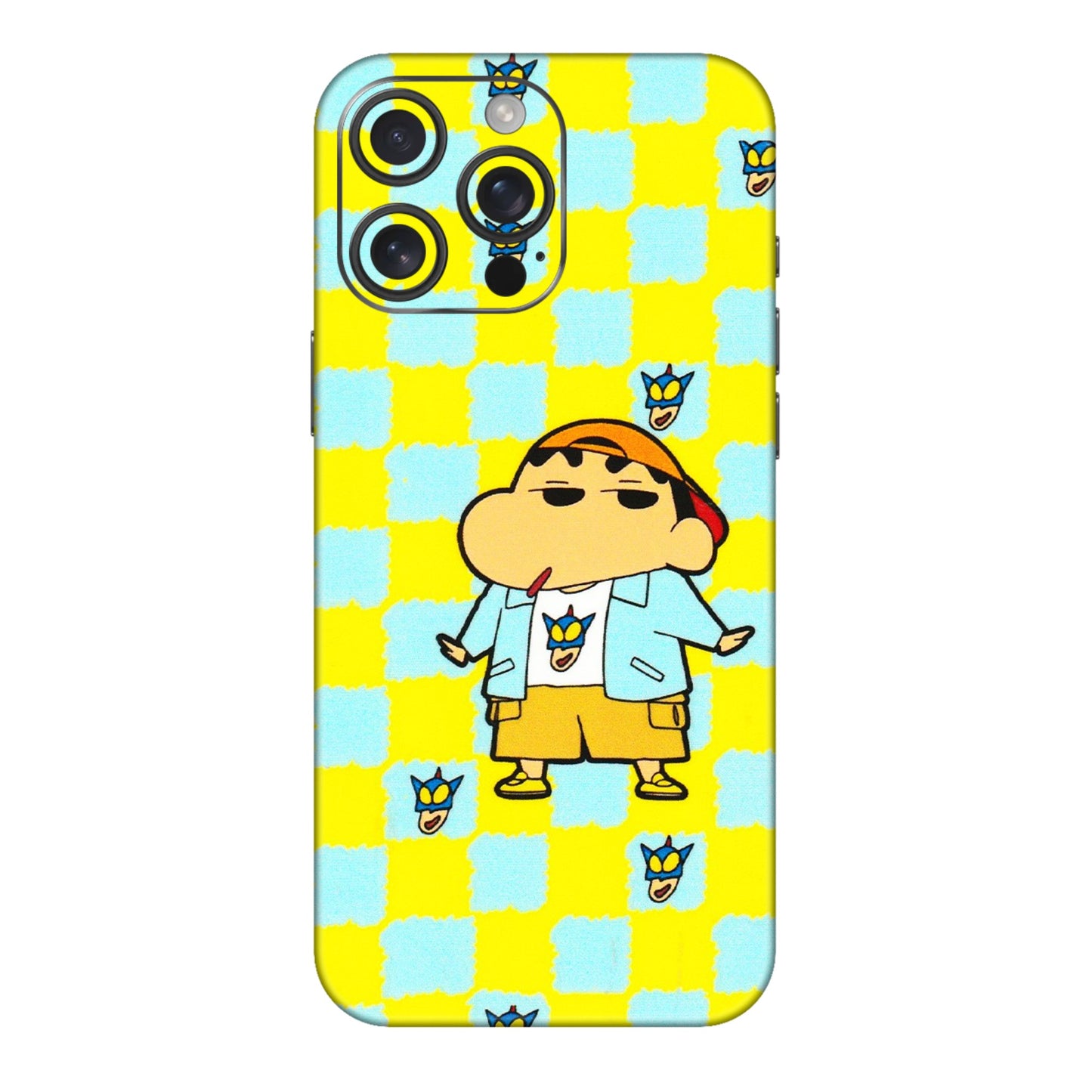 Apple iPhone Skins (All Models) - Yellow Blue Shinchan Cute - 3D Embossed Finish (L-221) iPhone 16 pro