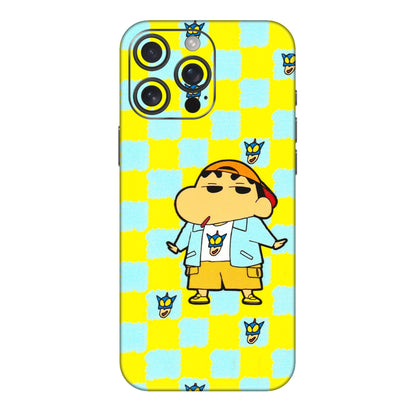Apple iPhone Skins (All Models) - Yellow Blue Shinchan Cute - 3D Embossed Finish (L-221) iPhone 16 pro