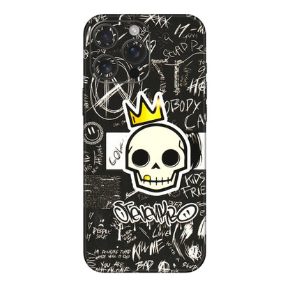 Apple iPhone Skins (All Models) - Funny Skull Black Chalk Grafitti - 3D Embossed Finish (L-22) iPhone 16 pro