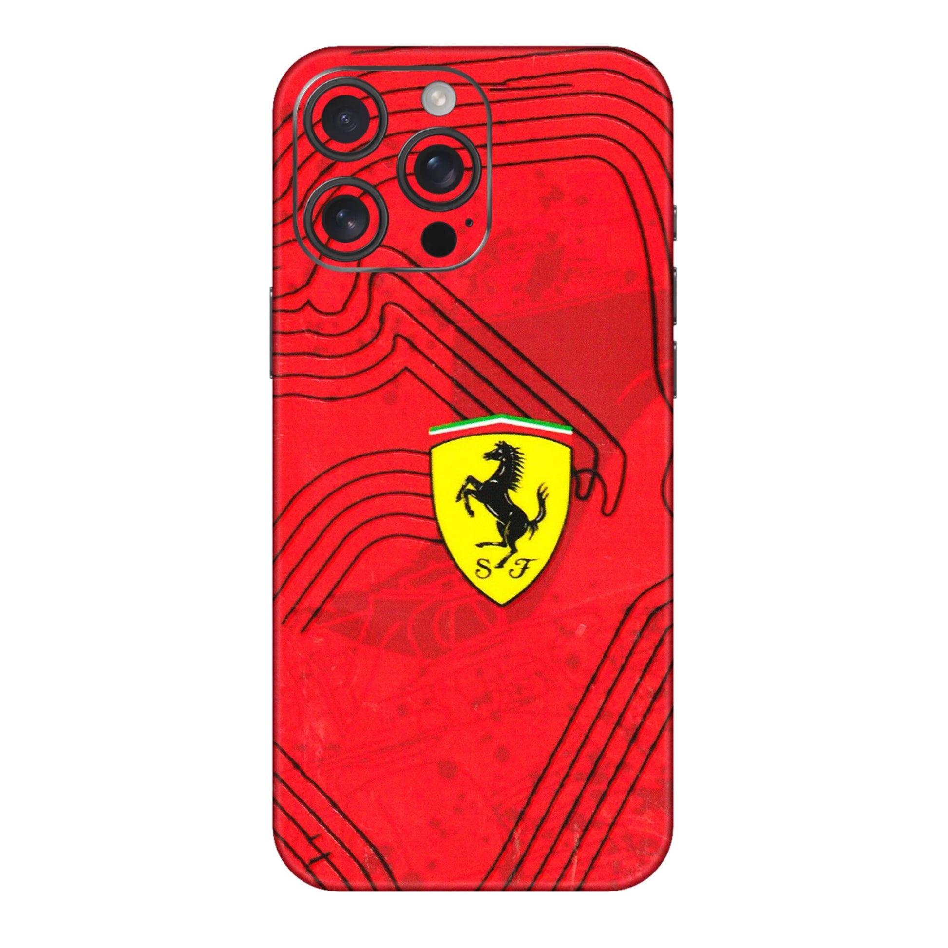 Apple iPhone Skins (All Models) - Red Ferrari Logo Stylish - 3D Embossed Finish (L-238) iPhone 16 pro