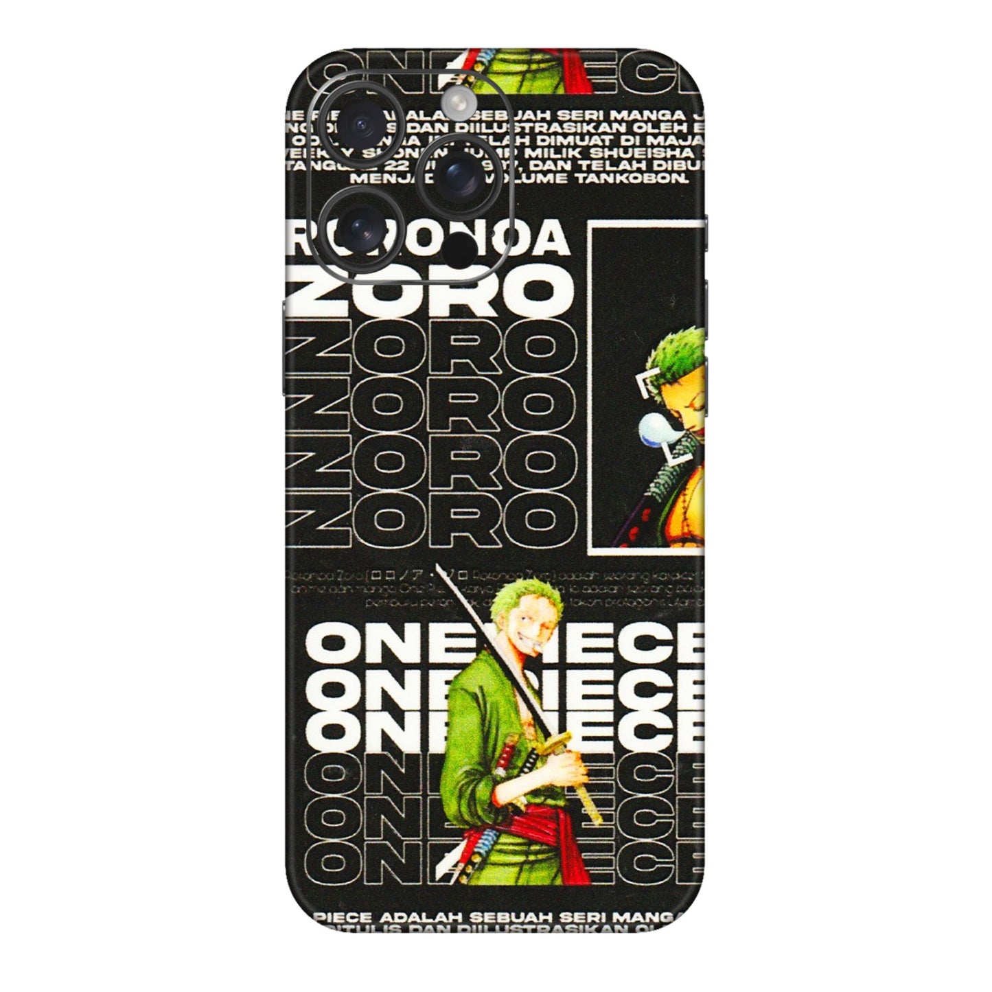 Apple iPhone Skins (All Models) - One Piece Zoro - 3D Embossed Finish (L-250) iPhone 16 pro