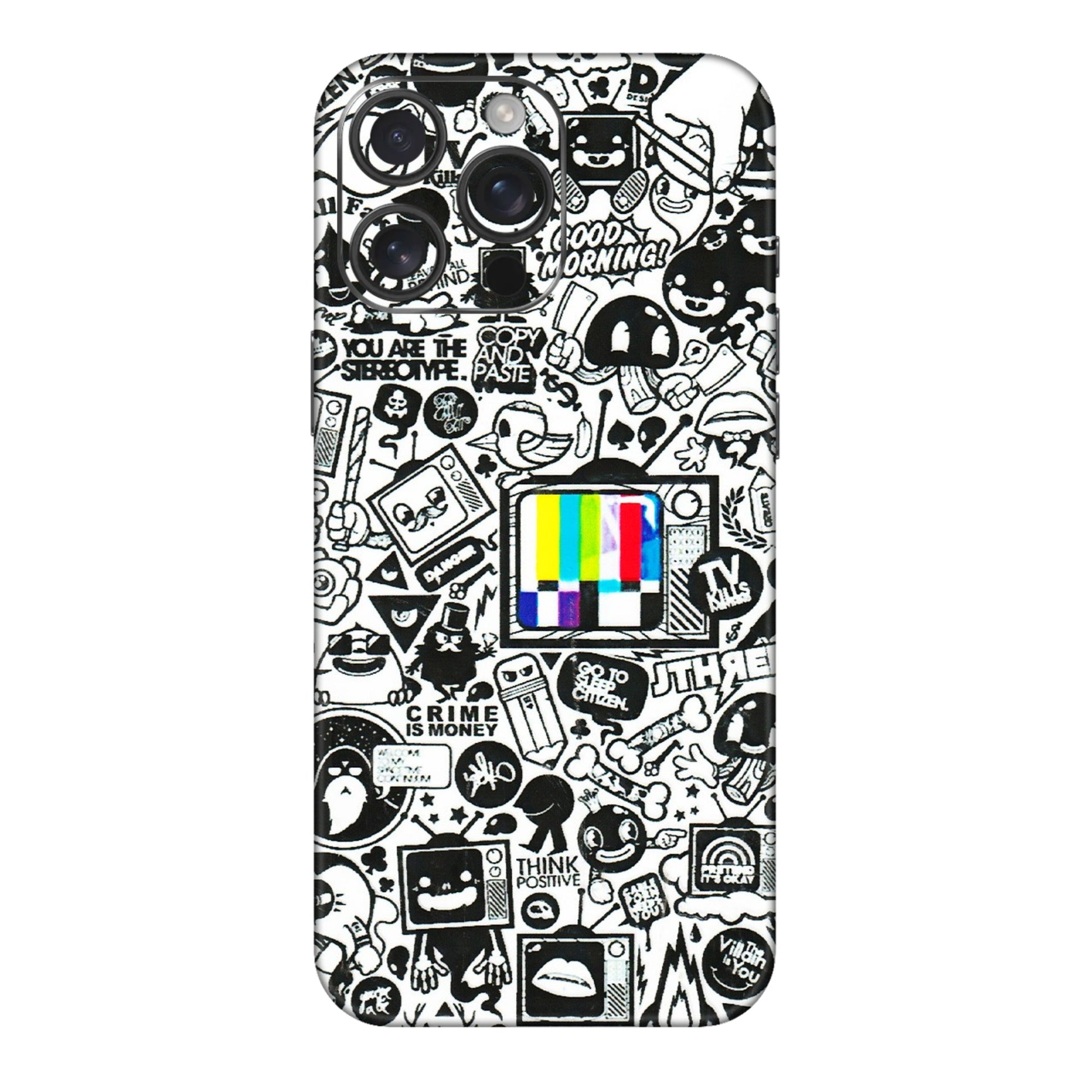 Apple iPhone Skins (All Models) - Doodles Positive Art - 3D Embossed Finish (L-263) iPhone 16 pro
