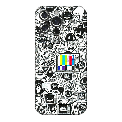 Apple iPhone Skins (All Models) - Doodles Positive Art - 3D Embossed Finish (L-263) iPhone 16 pro