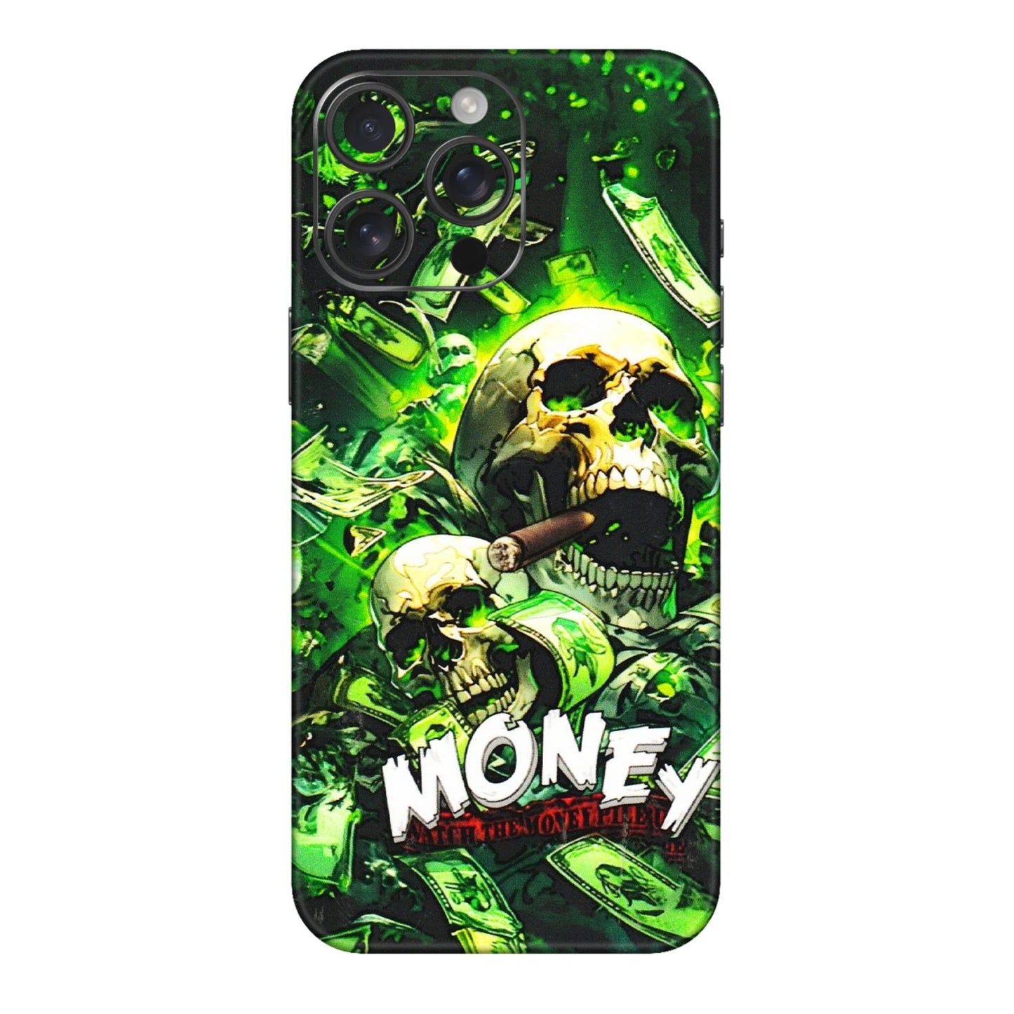 Apple iPhone Skins (All Models) - Skull Money - 3D Embossed Finish (L-303) iPhone 16 pro