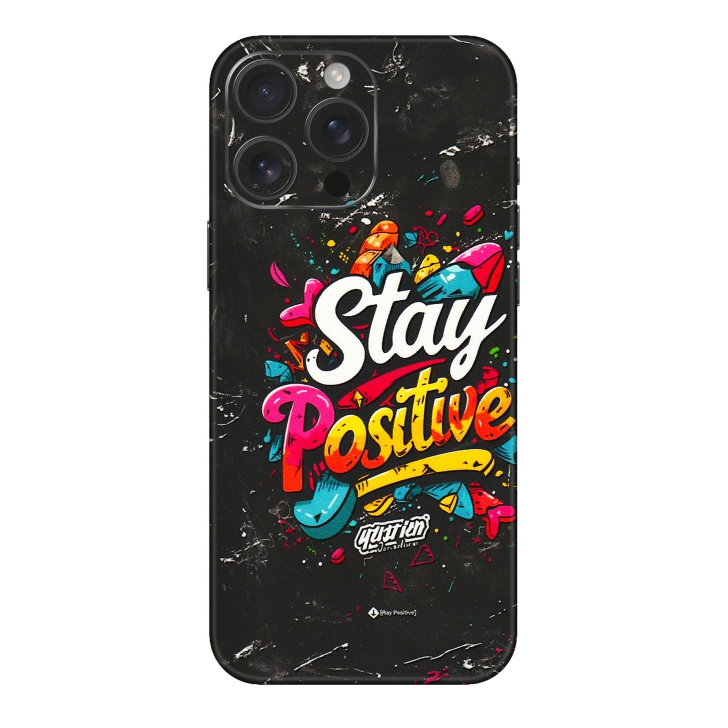 Apple iPhone Skins (All Models) - Stay Positive Black - 3D Embossed Finish (L-31) iPhone 16 pro
