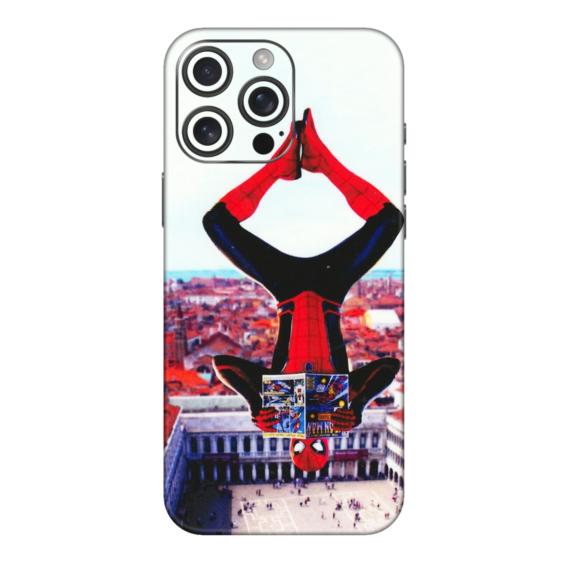 Apple iPhone Skins (All Models) - Spiderman Hanging - 3D Embossed Finish (L-53) iPhone 16 pro