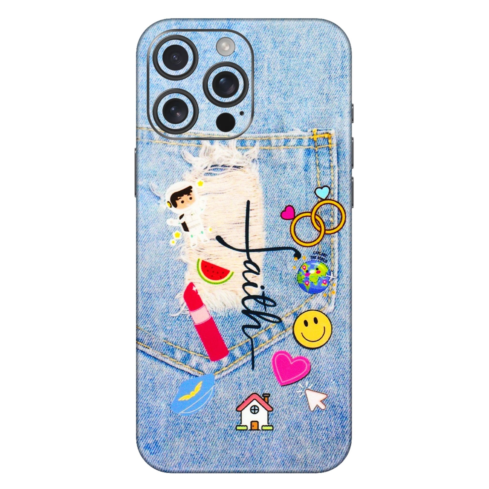 Apple iPhone Skins (All Models) - Denim Jeans Pocket - 3D Embossed Finish (L-134) iPhone 16 Pro Max