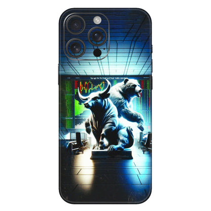Apple iPhone Skins (All Models) - Stock Market Sensex Bear vs Bulls - 3D Embossed Finish (L-15) iPhone 16 Pro Max